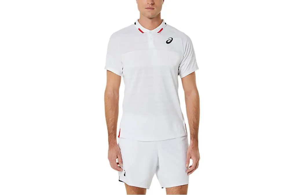 ASICS Polo Shirts Men's White Polo Collar Moderate Straight Fit