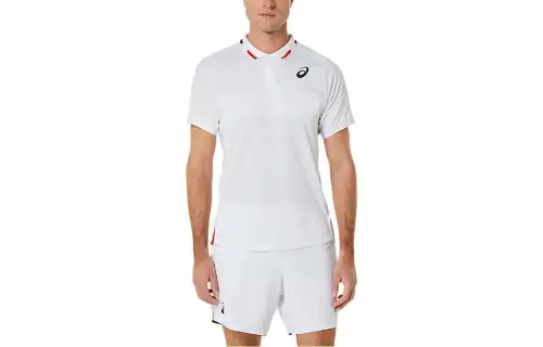 ASICS Polo Shirts Men's White Polo Collar Moderate Straight Fit