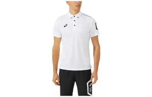 ASICS Polo Shirts Men's White Polo Collar Moderate Straight Fit