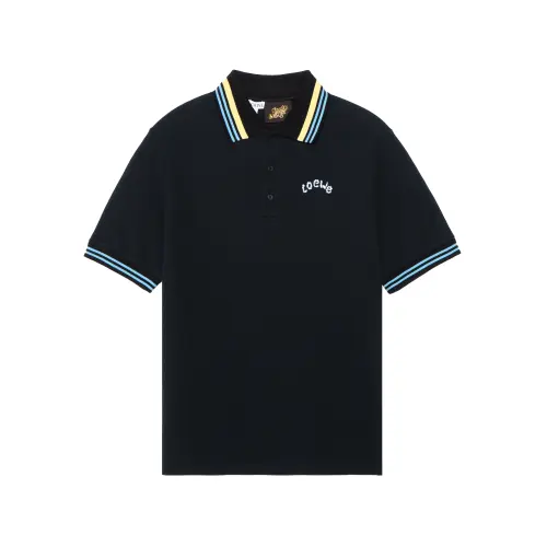 LOEWE Polo Shirts Men's Black Polo Collar Moderate Straight Fit