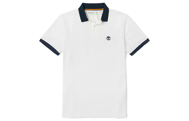 Timberland Polo Shirts Men's White Polo Collar Moderate Straight Fit