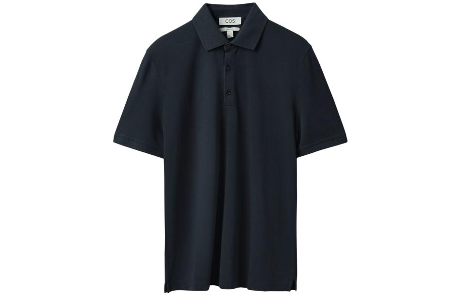 COS Polo Shirts Men's Dark Navy Blue Polo Collar Moderate Straight Fit