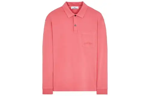 STONE ISLAND Polo Shirts Men's Pink Polo Collar Moderate Straight Fit