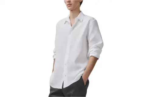 HERMES Shirts Men's White Lapel Moderate Other