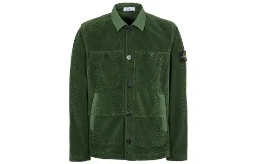 STONE ISLAND Shirts Men's Green Lapel Moderate Shirt