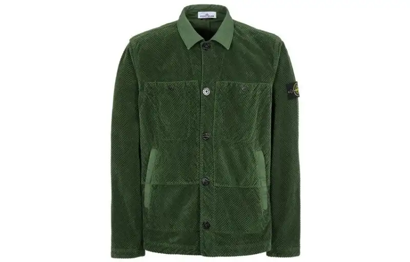 STONE ISLAND Shirts Men's Green Lapel Moderate Shirt