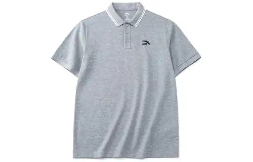 ANTA Polo Shirts Men's Gray Heather Gray Polo Collar Moderate Straight Fit