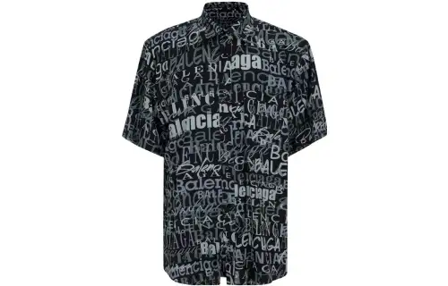 Balenciaga Shirts Men's Black Lapel Thin Other