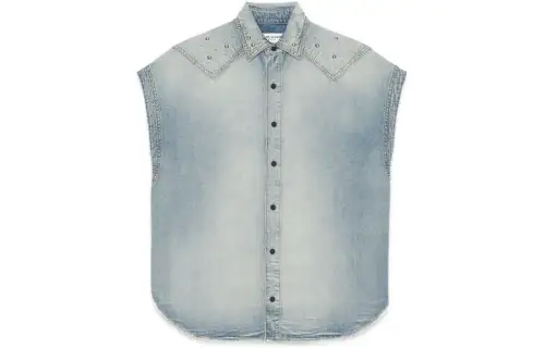 SAINT LAURENT Shirts Men's Blue Lapel Moderate