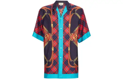 graphic-print silk shirt