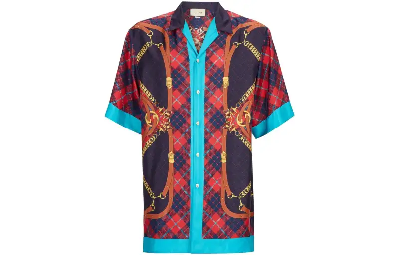 graphic-print silk shirt