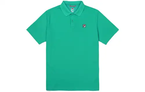 FILA Polo Shirts Men's Green Polo Collar Moderate Straight Fit