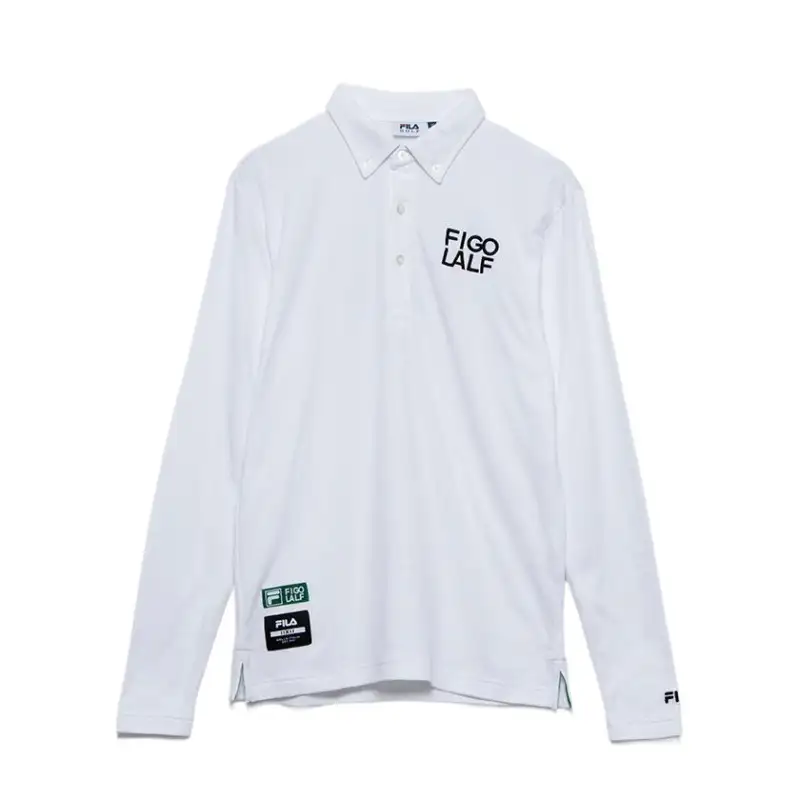FILA Polo Shirts Men's White Polo Collar Moderate Straight Fit