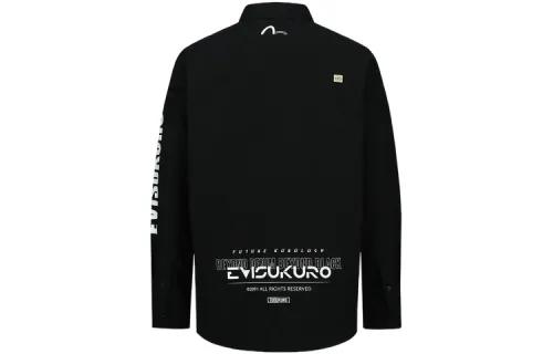 EVISU Shirts Men's Black Lapel Moderate Other