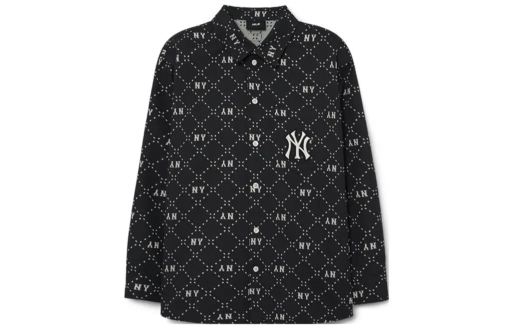 MLB New York Yankees Shirts Unisex Black Lapel Moderate Shirt