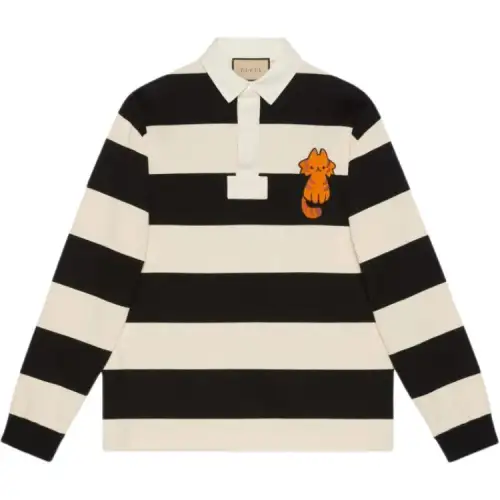 GUCCI Polo Shirts Men's Black Polo Collar Moderate Other