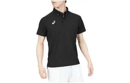 ASICS Polo Shirts Men's Black Polo Collar Moderate Straight Fit