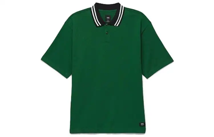 Vans Polo Shirts Men's Green Polo Collar Moderate Straight Fit