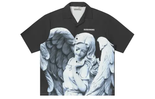 HARSH AND CRUEL Shirts Unisex Black Cuban Collar Moderate Hawaii