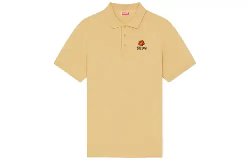 KENZO Polo Shirts Men's Beige Polo Collar Moderate Straight Fit