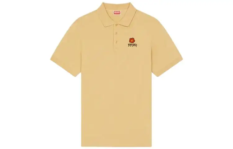 KENZO Polo Shirts Men's Beige Polo Collar Moderate Straight Fit