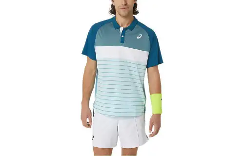 ASICS Polo Shirts Men's Blue Polo Collar Moderate Straight Fit
