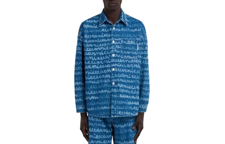 MARNI Logo Printed Buttoned Denim Shirt