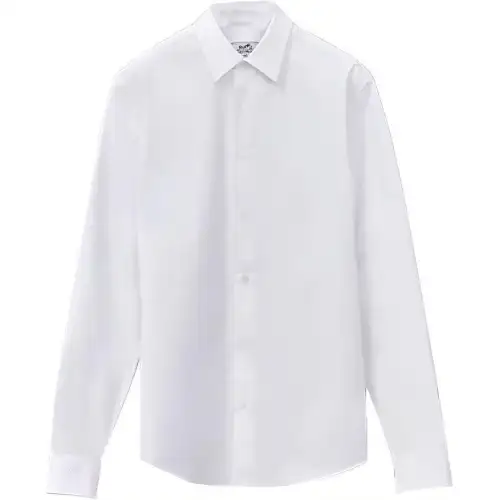 HERMES Shirts Men's White Pointed Collar Moderate