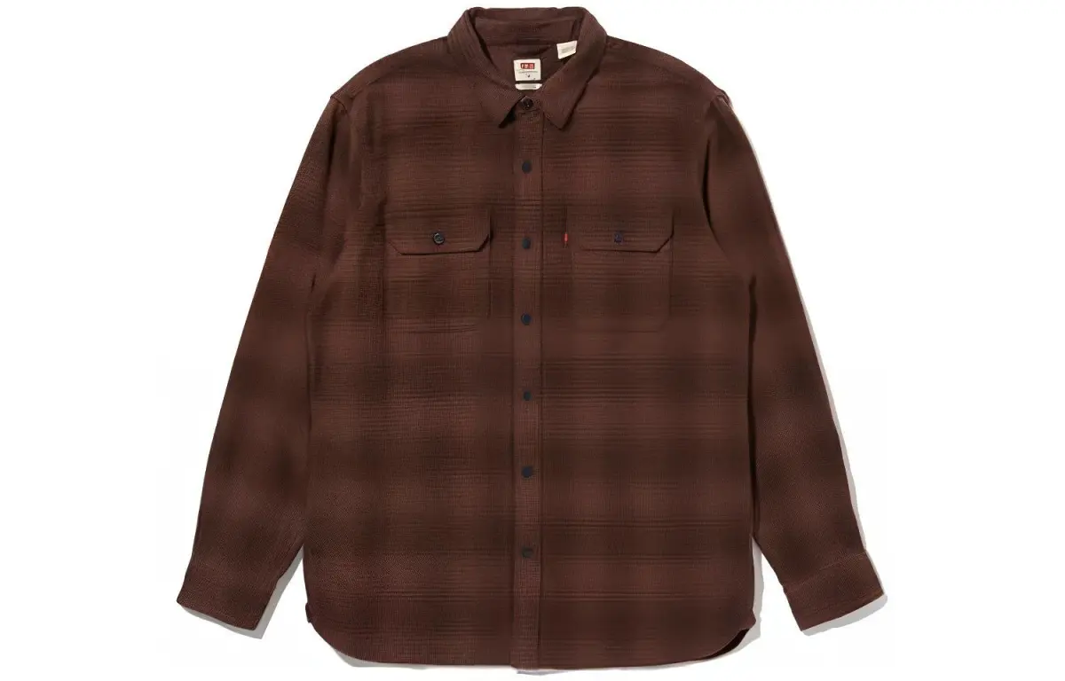 Levi's Shirts Men's Brown Polo Collar Moderate Shirt