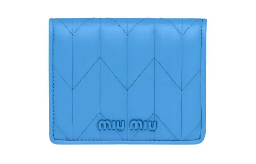 MIU MIU Soft Sheepskin Leather Wallet Small Women's Pure Sky Blue