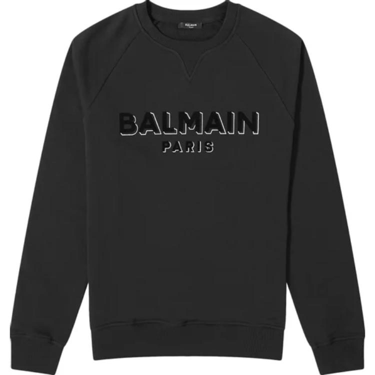 Мужское худи BALMAIN с рукавом реглан (черное)