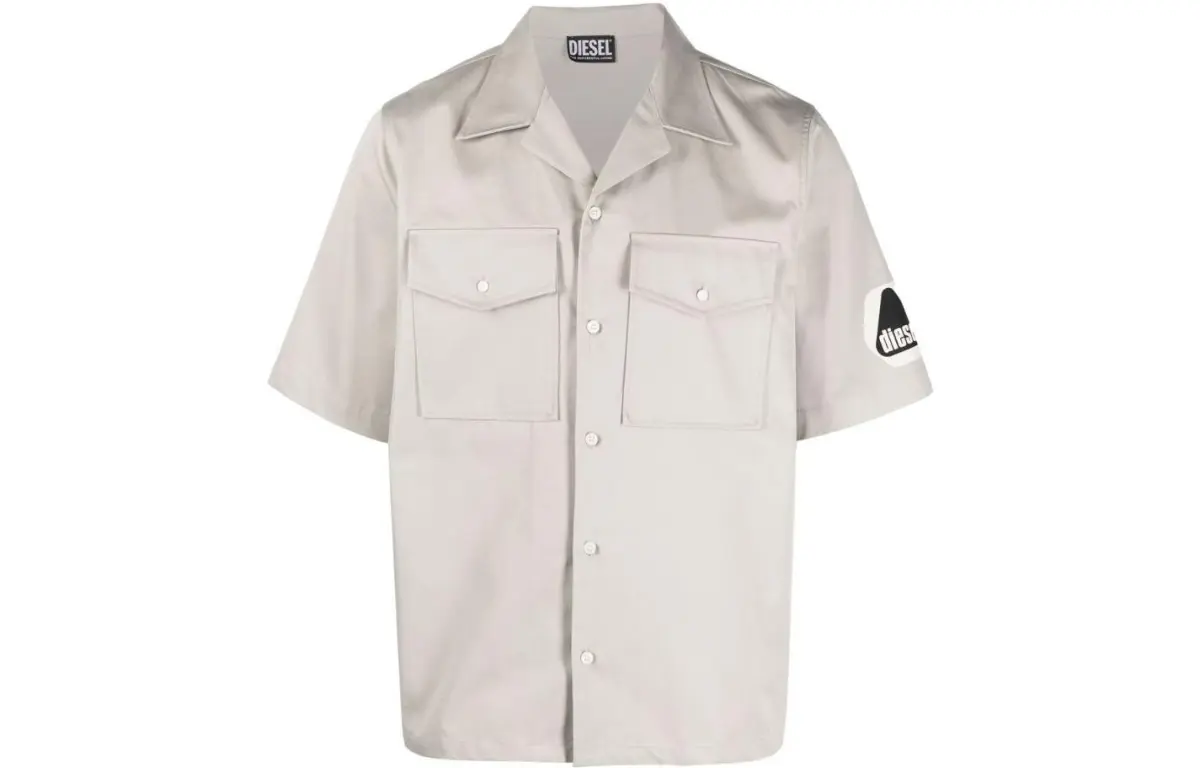 DIESEL Shirts Men's Gray Lapel Moderate Shirt