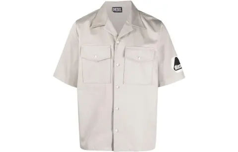 DIESEL Shirts Men's Gray Lapel Moderate Shirt