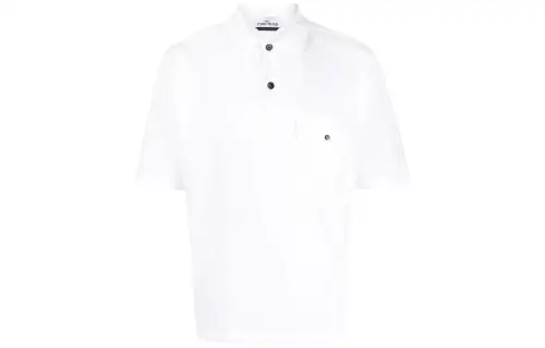 STONE ISLAND Polo Shirts Men's White Polo Collar Moderate Other
