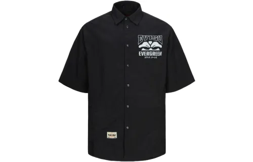 EVISU Shirts Men's Black Lapel Moderate Other