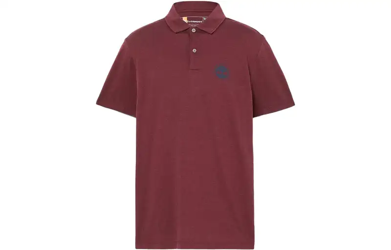 Timberland Polo Shirts Men's Dark Red Polo Collar Moderate Straight Fit