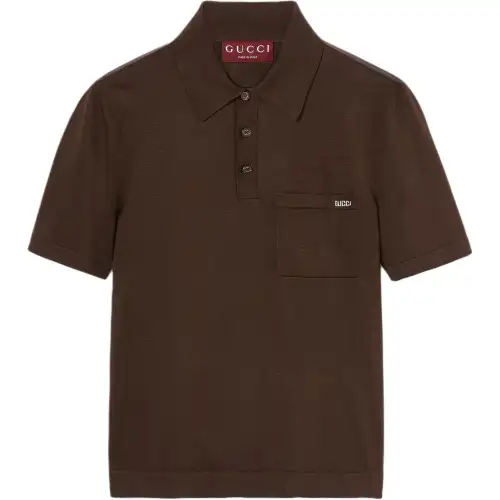 GUCCI Logo Embroidered Short Sleeve Polo Shirt