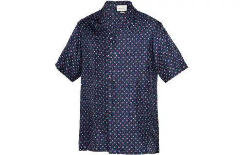 GUCCI Shirts Men's Blue Lapel Moderate