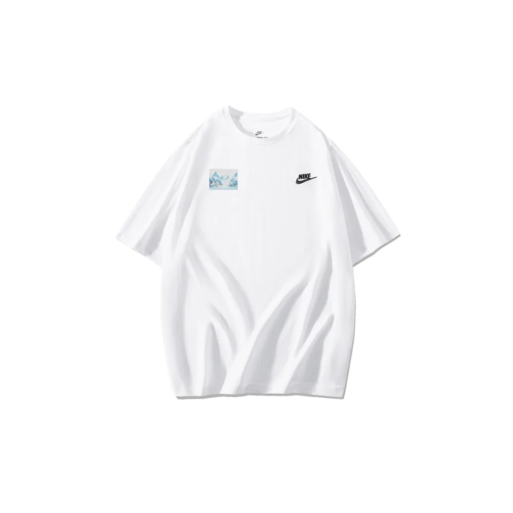 Nike T Shirts Men's White Crew Neck Moderate Straight Fit