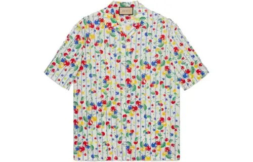 GUCCI Shirts Men's Multicolor Cuban Collar Moderate Other
