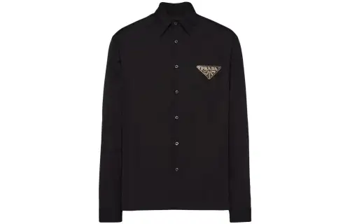 PRADA Shirts Men's Black Lapel Moderate Other