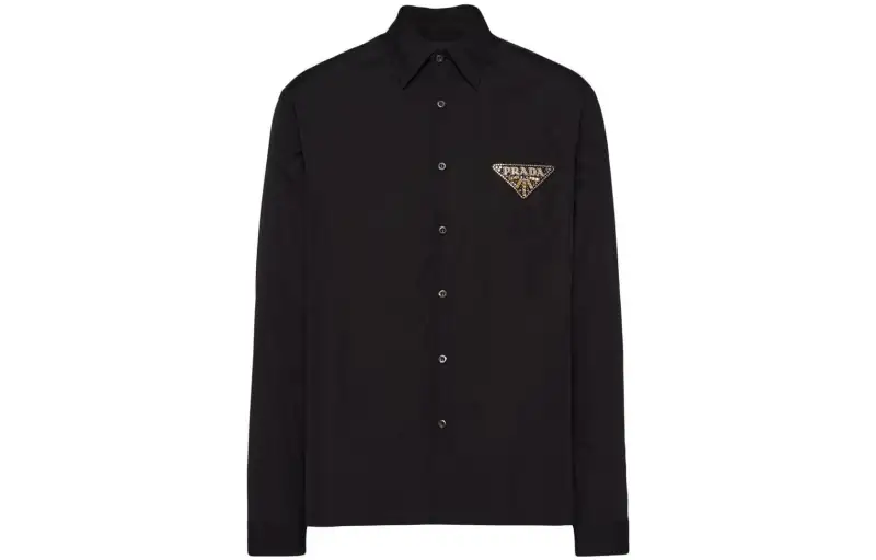 PRADA Shirts Men's Black Lapel Moderate Other