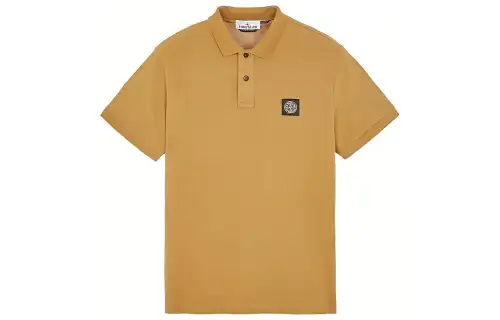 STONE ISLAND Polo Shirts Unisex Bark Color Polo Collar Moderate Straight Fit