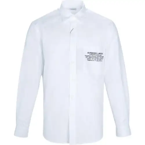 Burberry Shirts Men's White Lapel Moderate Shirt