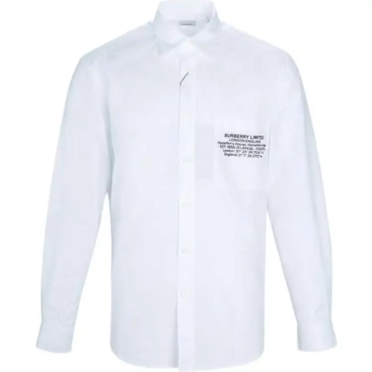 Burberry Shirts Men's White Lapel Moderate Shirt