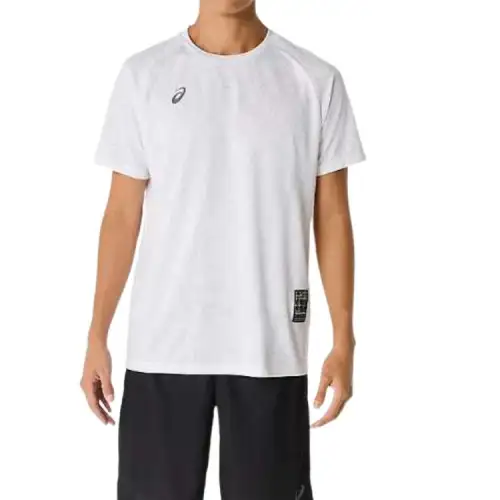 ASICS T Shirts Men's White Crew Neck Moderate