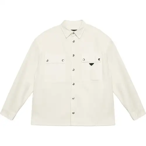 PRADA Shirts Men's White Pointed Collar Moderate Other