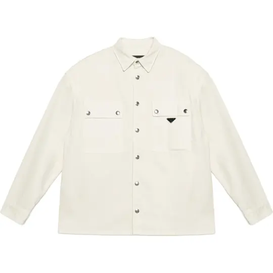 PRADA Shirts Men's White Pointed Collar Moderate Other
