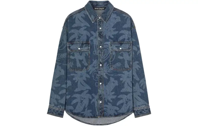 Palm Angels Palmity laser-print denim shirt