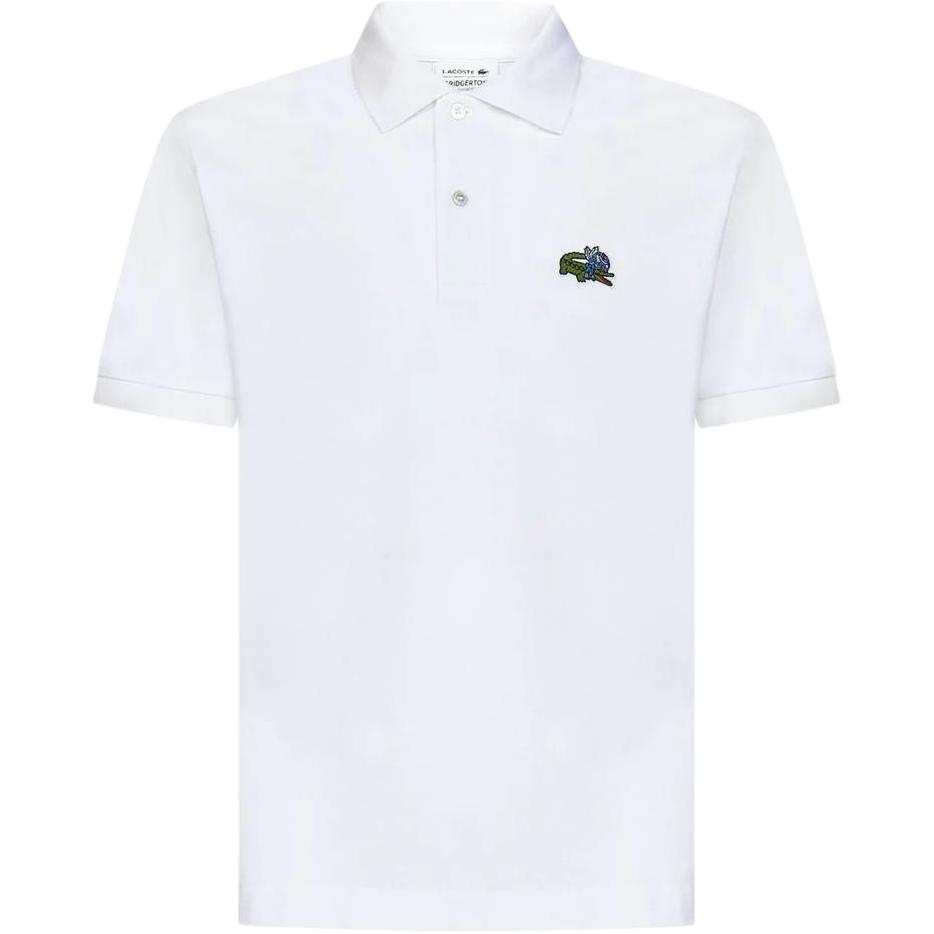 LACOSTE French Crocodile SS23 solid color embroidered short-sleeved Polo shirt for men, bright white